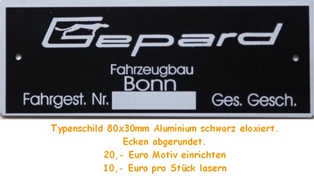 Typenschild zB Gephard