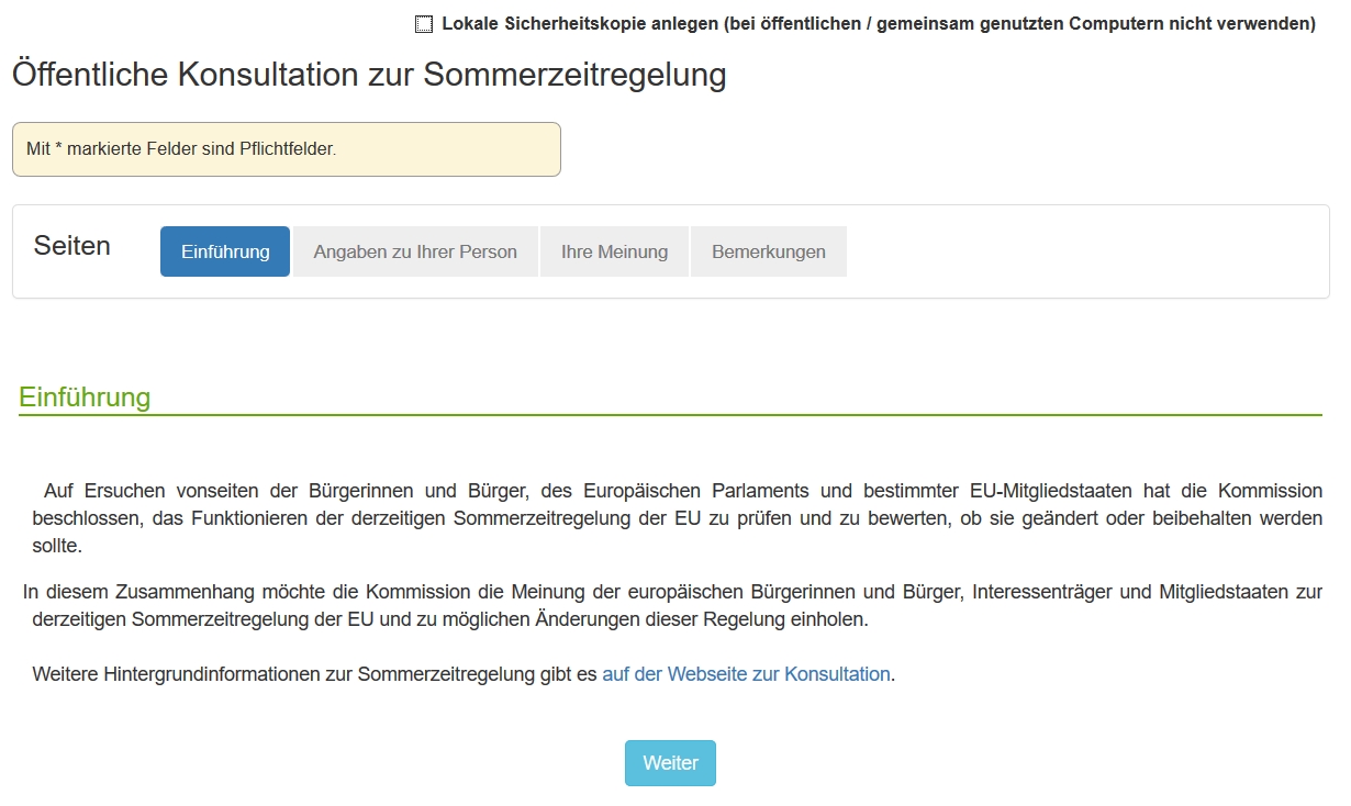 Sommerzeit abschaffen?
Bericht (hier klicken)